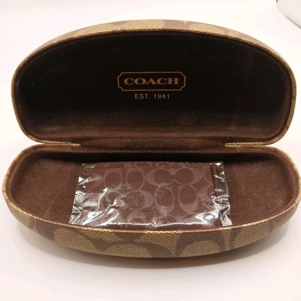Coach Hard Case Brown Felt Lining for Glasses & Sunglasses Cleaning Cloth READ